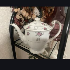 Elegant Floral White Teapot